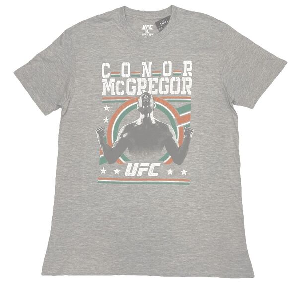 UFC Large Conor McGregor Scream T-Shirt Men's Heather Gray Short Sleeve Tee NWT - Picture 1 of 8